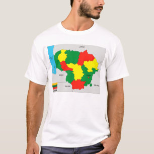 T-shirt bandeira do mapa político nacional lituano