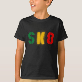 T-shirt bandeira do rasta do estencil sk8