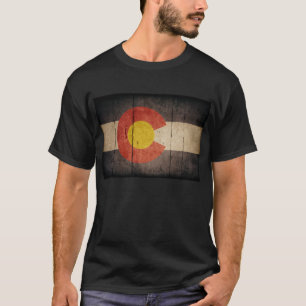 T-shirt Bandeira do Wooden Colorado resistente