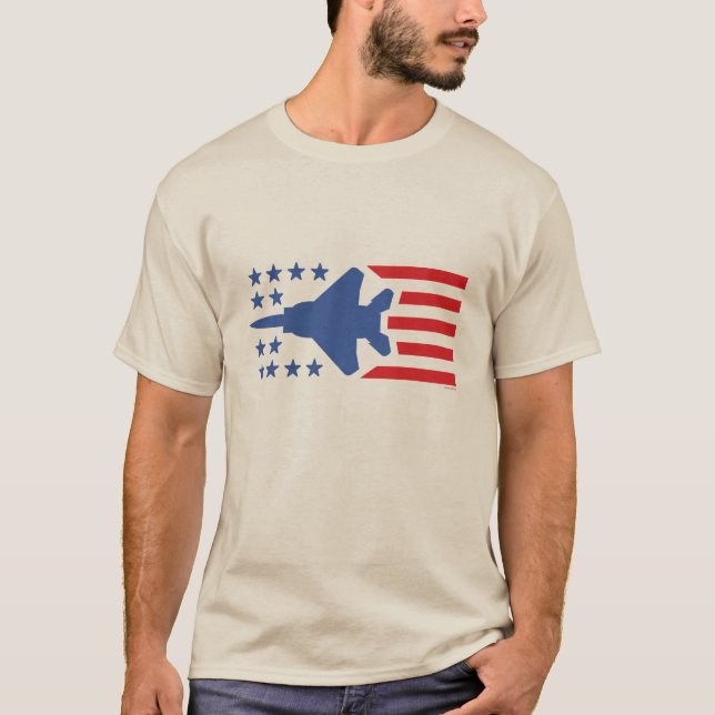 T-shirt Bandeira dos Estados Unidos azul vermelha do avião (Frente)