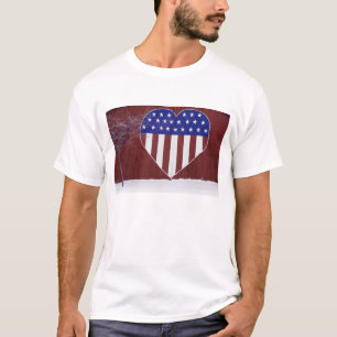T-shirt Bandeira dos Estados Unidos Coração-Dada forma