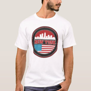 T-shirt Bandeira dos Estados Unidos da skyline de New