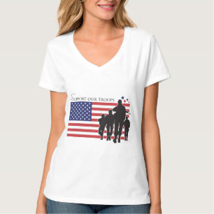 T-shirt Bandeira dos EUA - apoie nossas tropas