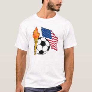 T-shirt Bandeira dos EUA Yello da tocha do futebol
