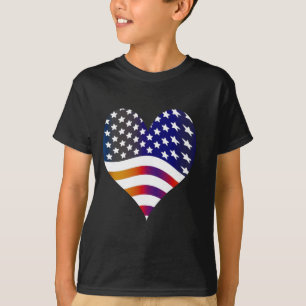 T-shirt bandeira eua coração amor americano honra tropas l