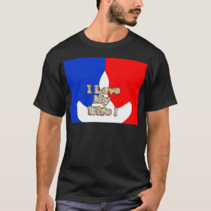 T-shirt Bandeira francesa Eu amo minha esposa