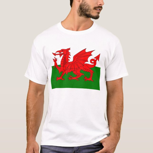 T-shirt Bandeira galesa Dragão vermelho galês (Frente)