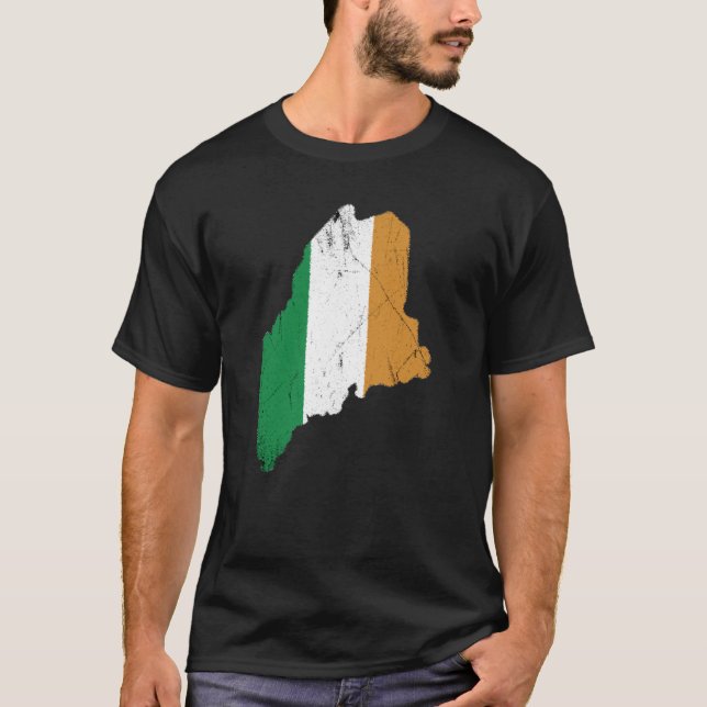 T-shirt Bandeira irlandesa sobre Maine (Frente)