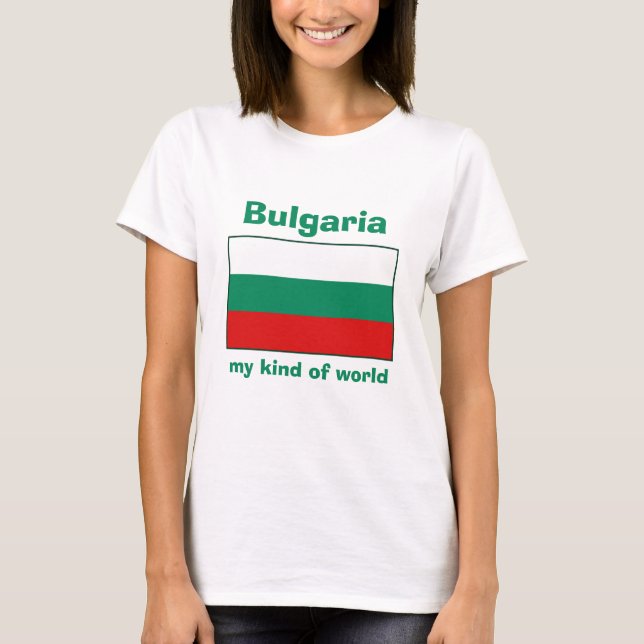 T-Shirt Bandeira + Mapa + Texto da Bulgária (Frente)