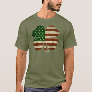 T-shirt Bandeira Patriota do Shamrock Irlandês Americano