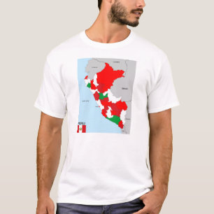 T-shirt bandeira política do mapa do país de peru