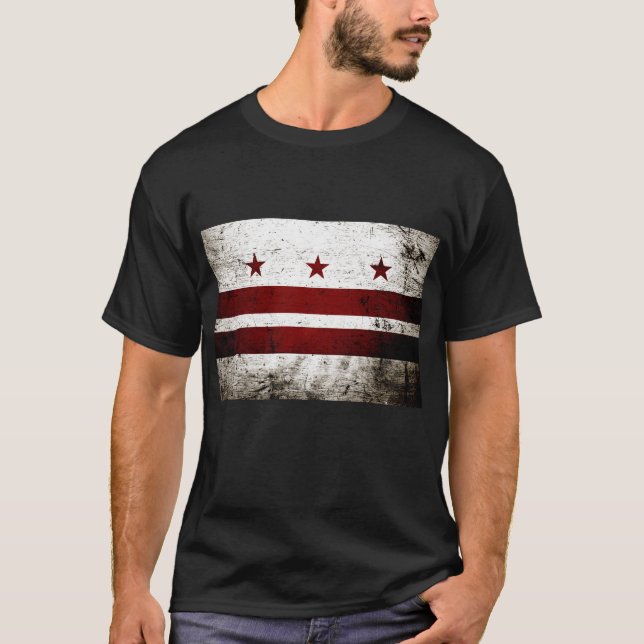 T-shirt Bandeira preta do Washington DC do Grunge (Frente)
