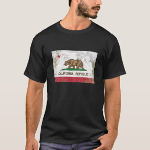 T-shirt Bandeira rústica do estado de Califórnia