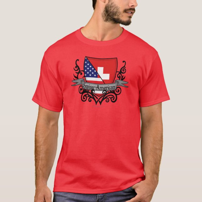 T-shirt Bandeira Suíço-Americana do protetor (Frente)