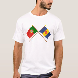 T-shirt Bandeiras cruzadas de Portugal e de Madeira