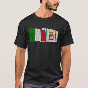 T-shirt Bandeiras de ondulação de Italia e de Puglia