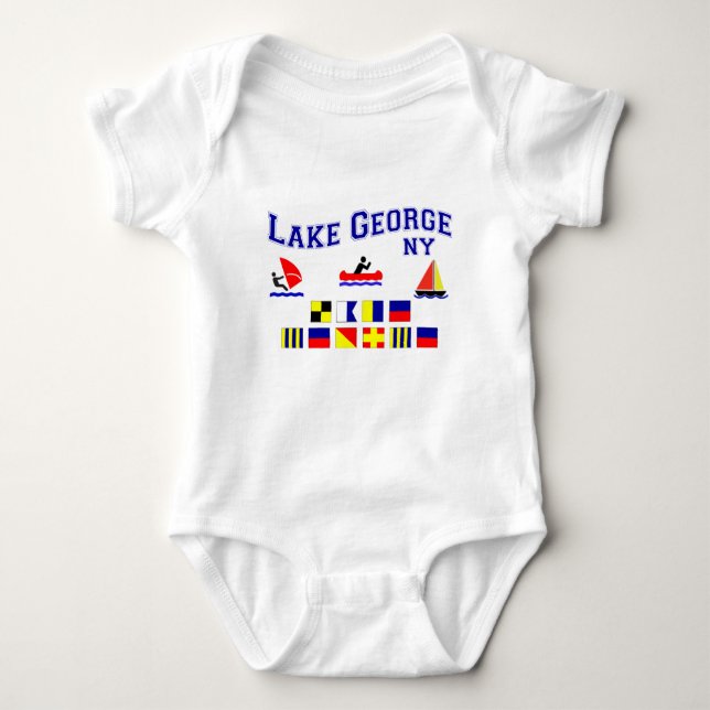 T-shirt Bandeiras de sinal de George NY do lago (Frente)