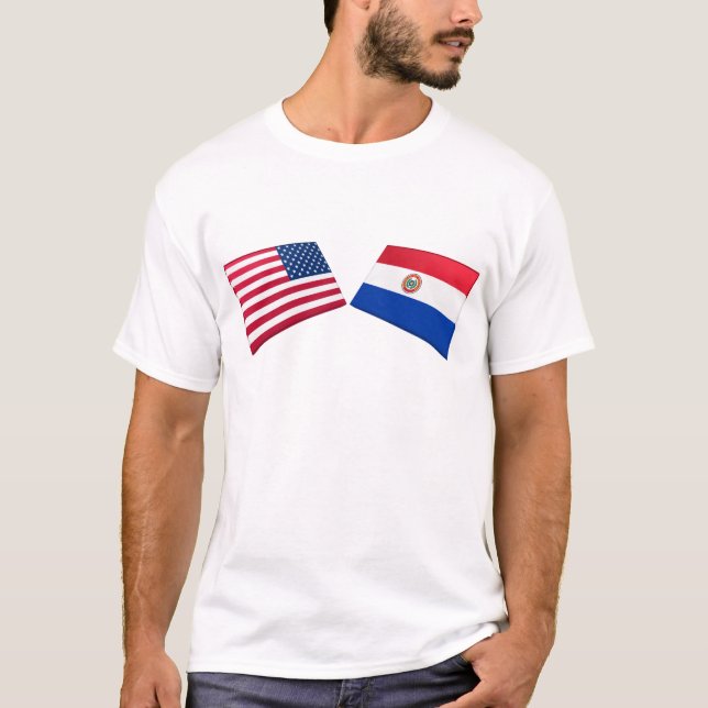 T-shirt Bandeiras dos E.U. & da Paraguai (Frente)