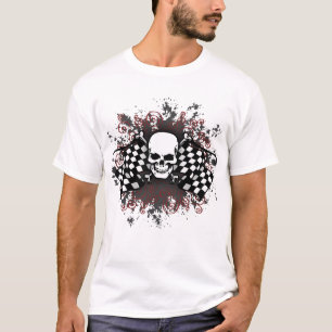 T-shirt bandeiras-splat Crânio-checkered