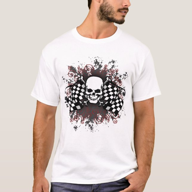 T-shirt bandeiras-splat Crânio-checkered (Frente)