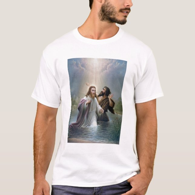 T-shirt Baptismo do Jesus Cristo por John The Baptist (Frente)