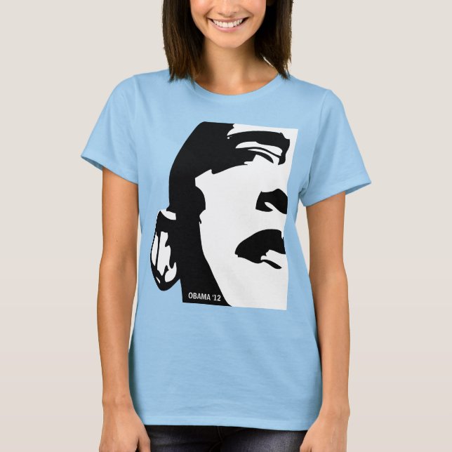 T-shirt Barack Obama 2012 Preto e Branco (Frente)