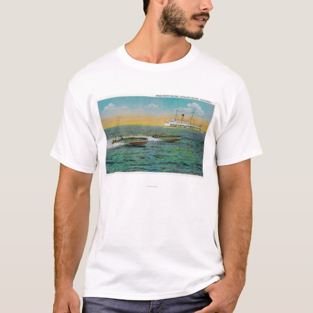 T-shirt Barco da velocidade na ilha de Catalina, (Frente)