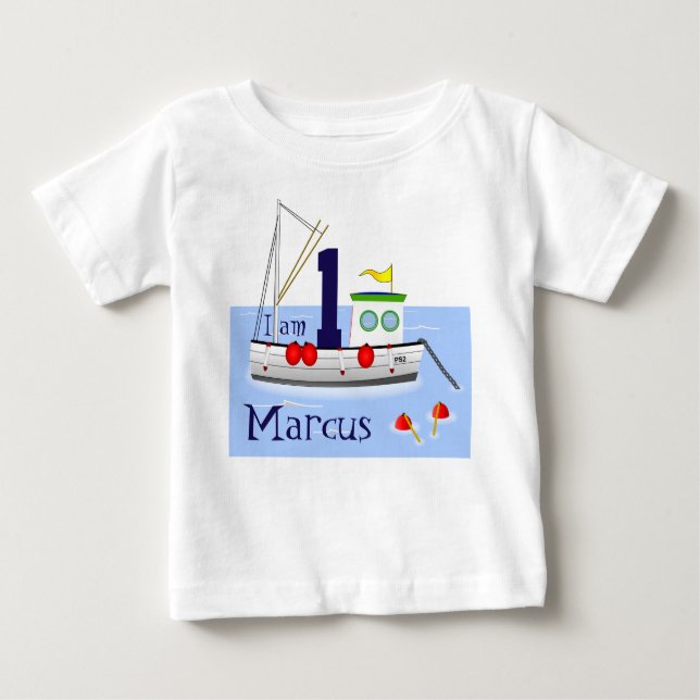 T-shirt Barco de Pesca Branco-Corte na Água (Frente)