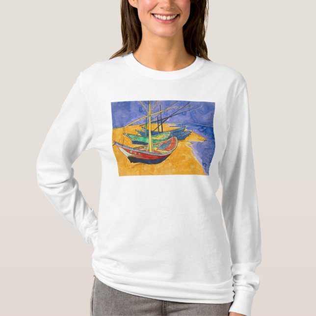 T-shirt Barcos de pesca de Vincent van Gogh | na praia (Frente)