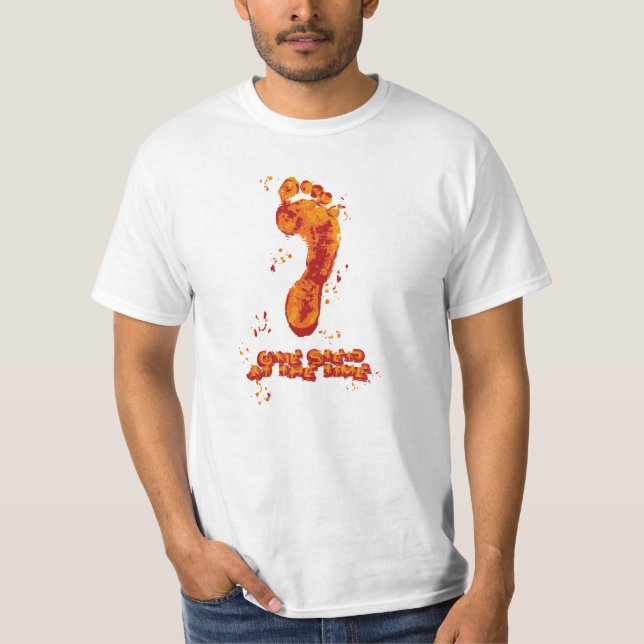 T-Shirt BareFoot Design-One step at the time-Red (Frente)