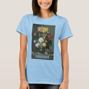 T-shirt Barroco Antigo, Buquê de Flores em Vaso de Vidro