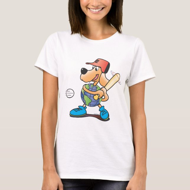T-shirt Basebol do cão da terra (Frente)
