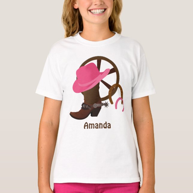 T-shirt Básica da Cowgirl Personalizada (Frente)
