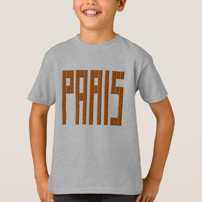 T-shirt básico aço para crianças PARIS CHOCOLATE (Frente)