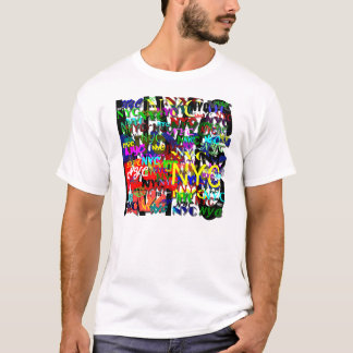 T-shirt básico branco dos homens dos grafites de