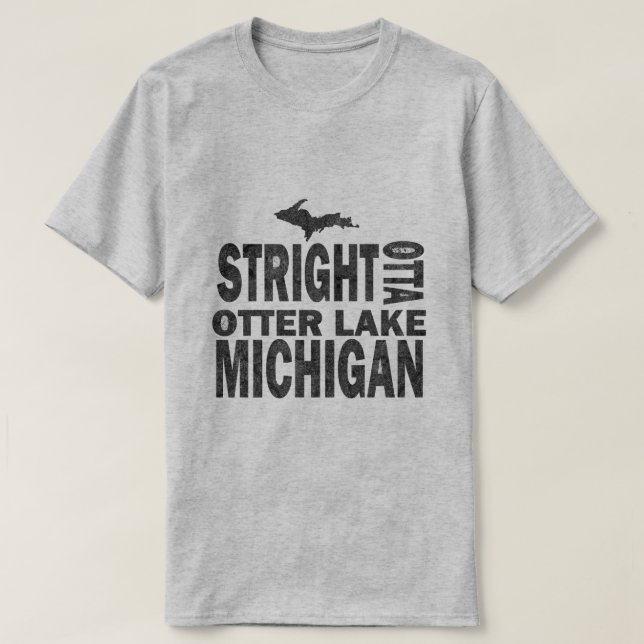 T-shirt Básico cinzento engraçado do Lago Michigan da (Frente do Design)