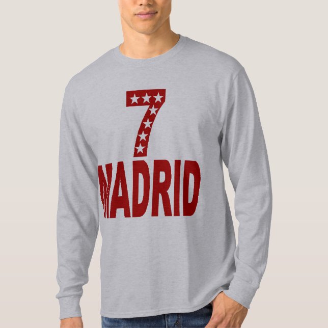 T-shirt básico cinzento MADRID 7 ESTRELAS (Frente)