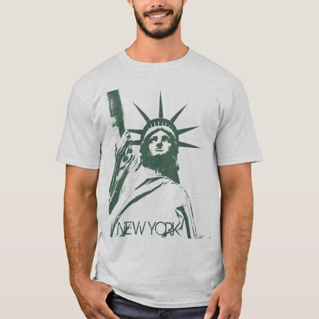 T-shirt básico de New York do t-shirt da estátua (Frente)