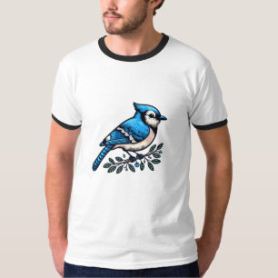 T-Shirt Básico de Pássaro Azul