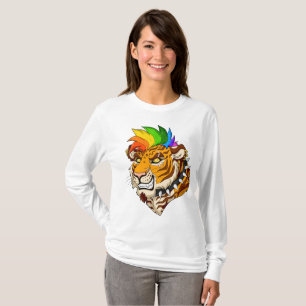 T-shirt básico do Lonsleeve das mulheres do tigre