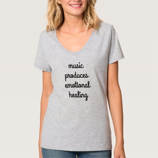 T-Shirt Básico do Pescoço-V das Mulheres com cicat (Frente)