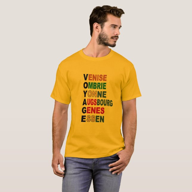 T-shirt básico dourado VIAJA (Frente Completa)