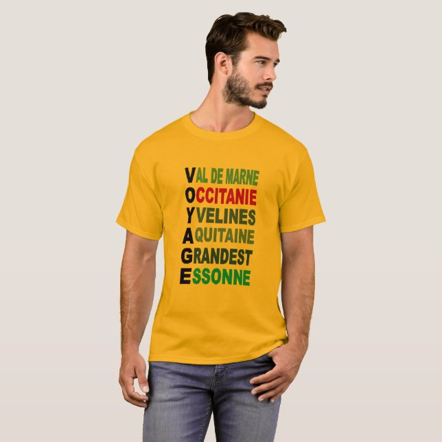 T-shirt básico dourado VIAJA (Frente Completa)