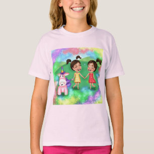 T-Shirt básico leve com impressão colorida e div