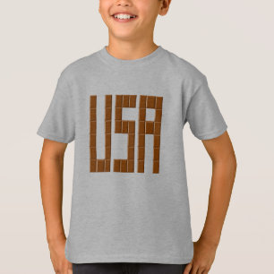 T-shirt básico para crianças aço EUA CHOCOLATE