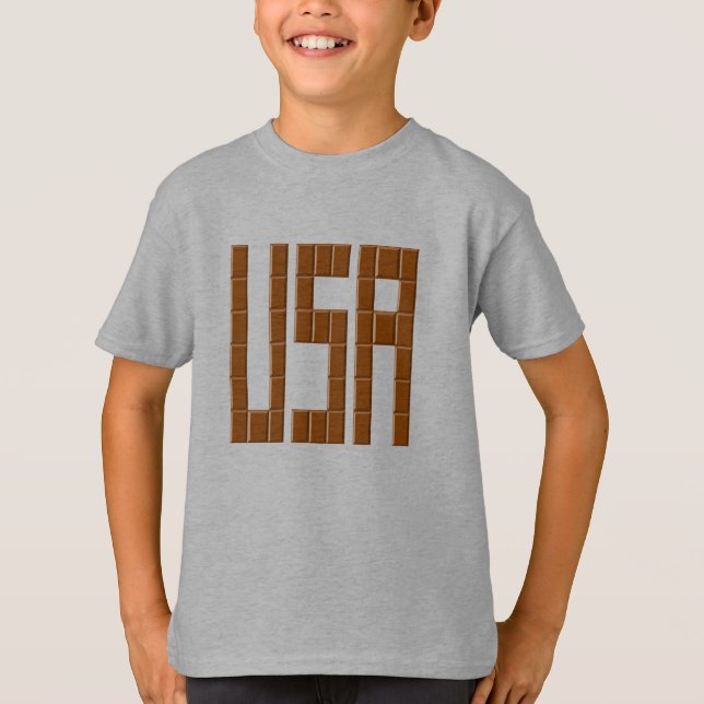 T-shirt básico para crianças aço EUA CHOCOLATE (Frente)
