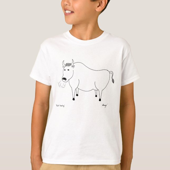 T-Shirt Básico Para Crianças De Arte Folk (Frente)