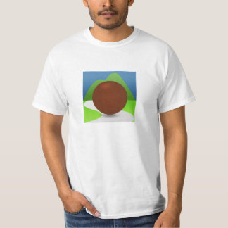 T-shirt básico, parte dianteira e logotipos
