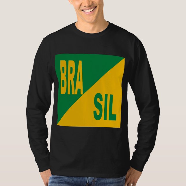 T-shirt básico preto Desenho BRASIL (Frente)