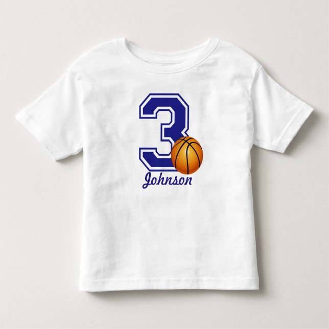 T-shirt basquete aniversário de 3 anos personalizado (Frente)